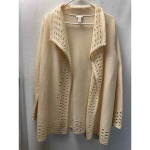 CHICOS womens wool Luxurious Cardigan Style sweater Open vanilla‎ womens size 1